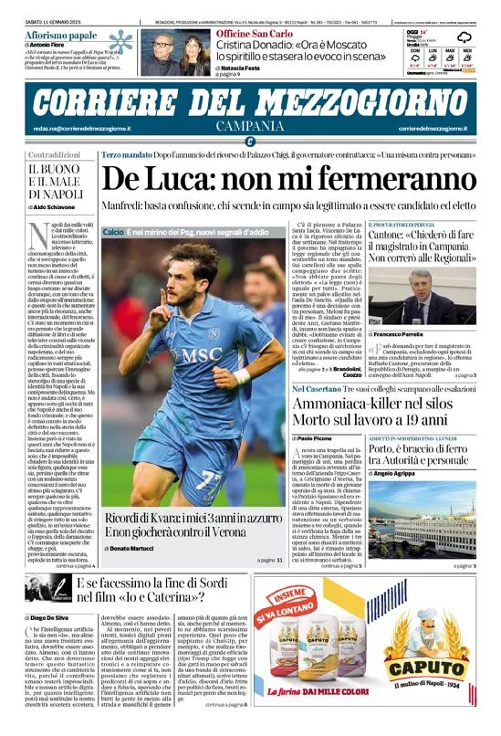 Prima-pagina-corriere del mezzogiorno-del-2025-01-11